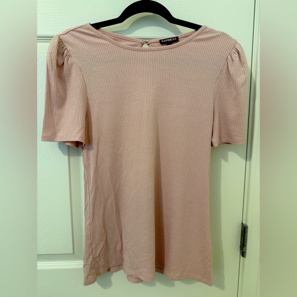 Express Women's Pink Ribbed Top
